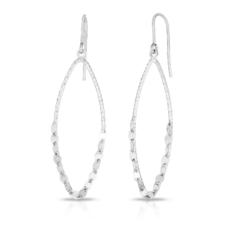 Ladies earrings new glow pair -Silver Long Oval Mirror Chain Earring