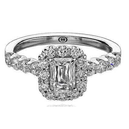 Ladies engagement rings silver shine ring -Crisscut Emerald Cut Diamond Engagement Ring