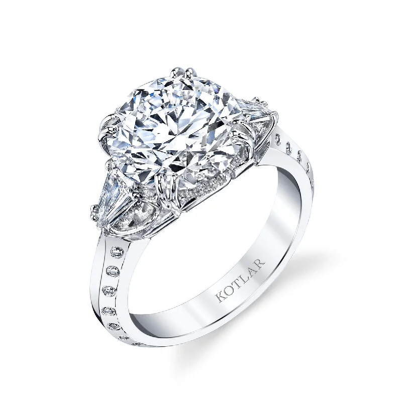 Ladies engagement rings crown glow -Classico Round Diamond and Melee Engagement Ring