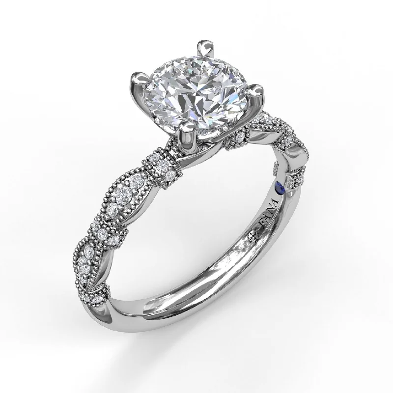 Ladies engagement rings euro radiance -Fana Classic Diamond Engagement Ring with Detailed Milgrain Band 3039