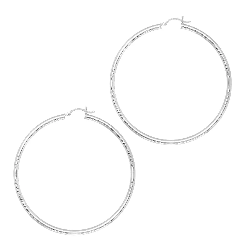 Ladies earrings pulse radiance -Silver 3x60mm Hoop Earring