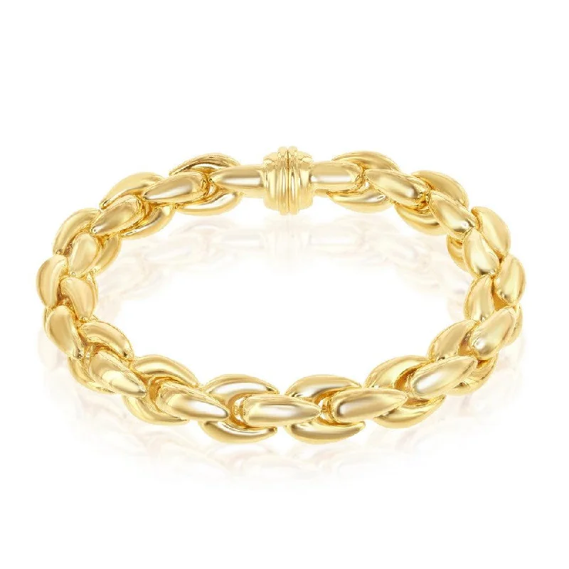 ladies bracelets blue-Sterling Silver With 14K Gold Overlay; Oval-Linked Bracelet; MADE IN ITALY