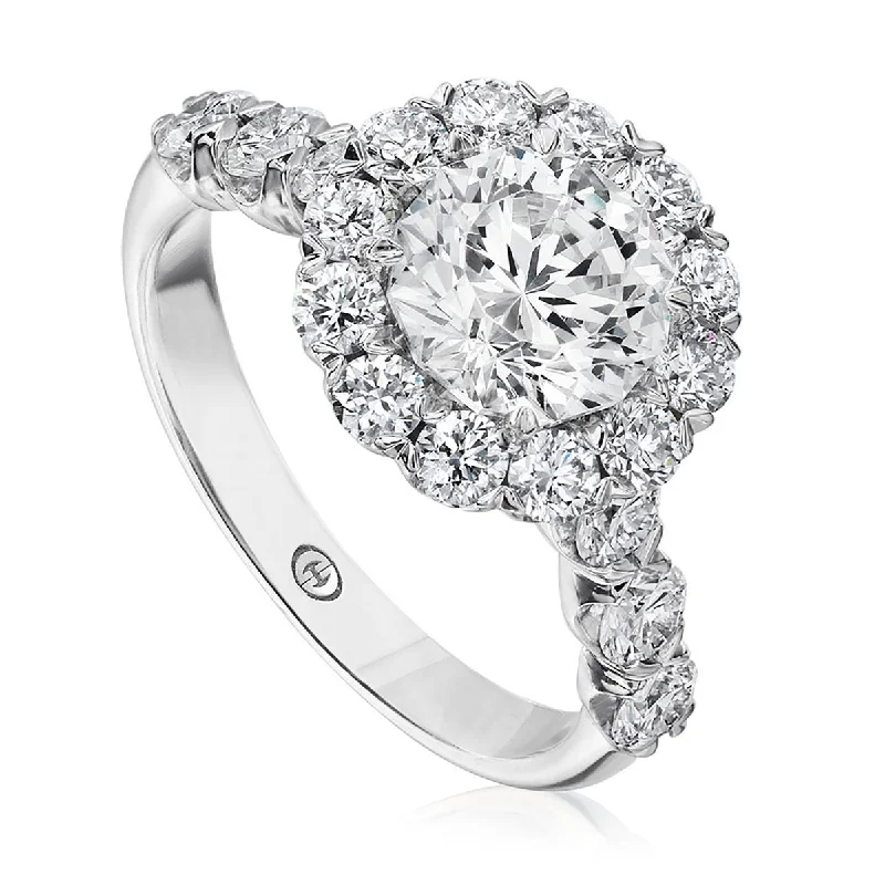 Ladies engagement rings crafted beauty -Crisscut Round Diamond Halo Engagement Ring