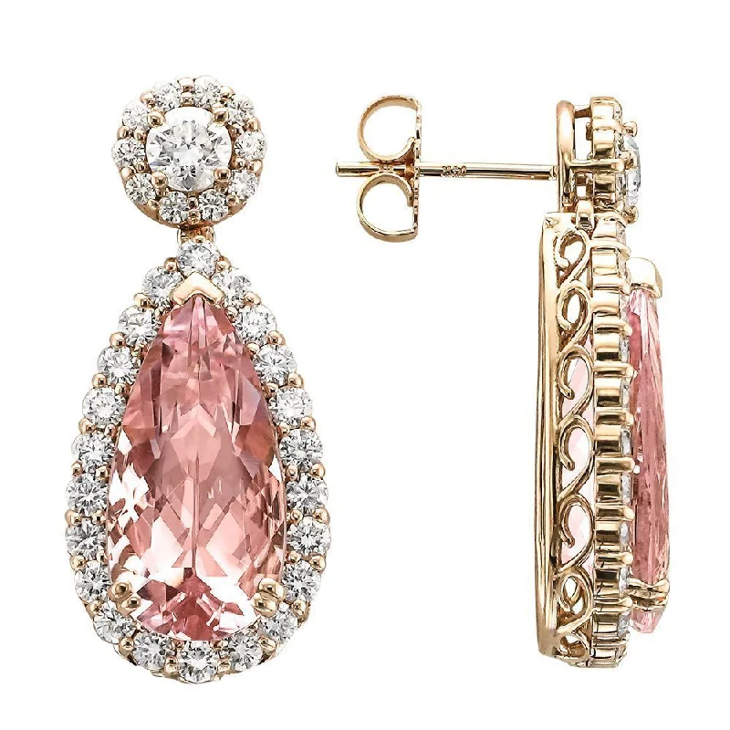 Ladies earrings duo glow -JULEVE 18KT ROSE GOLD 10.48 CTW MORGANITE & DIAMOND ROSE GOLD EARRINGS