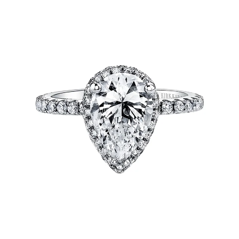 Ladies engagement rings tie radiance -Elegant Pear Halo Diamond Engagement Ring Setting