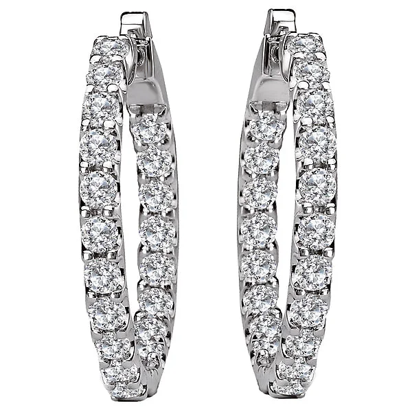 Ladies earrings rose shine -Ladies Fashion Diamond Hoop Earrings