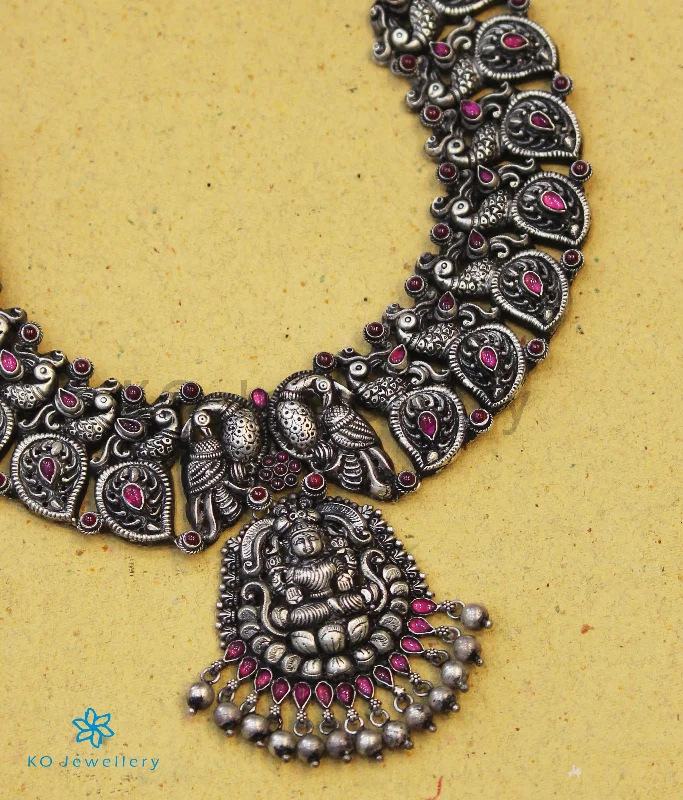 ladies necklaces stores-The Padma Antique Silver Lakshmi Necklace