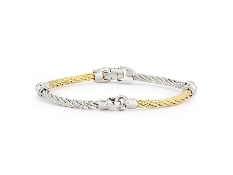 ladies bracelets wave-ALOR Yellow & Grey Cable Interlocking Bracelet