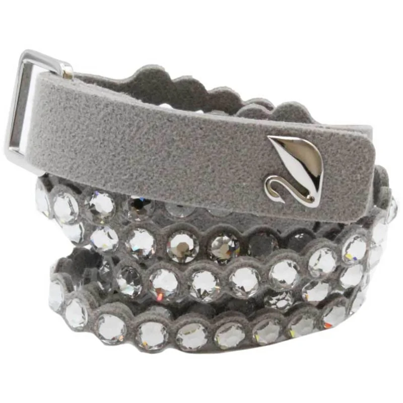 ladies bracelets mixed metal-Swarovski Women's Wrap Bracelet - Power Slake Light Grey Alcantra Fabric | 5515991