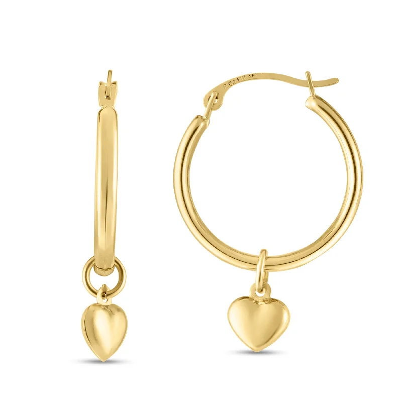 Ladies earrings fine charm -14K Gold Dangle Heart Drop Earring