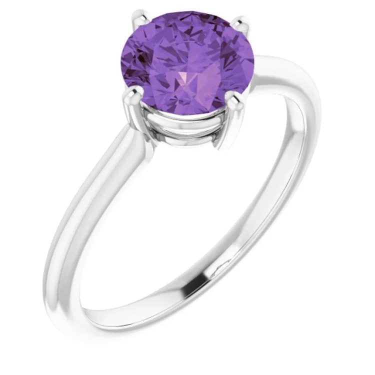 Platinum Natural Amethyst Ring