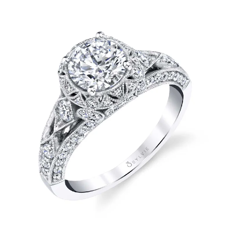 Ladies engagement rings past charm -Sylvie Vintage Inspired Engagement Ring S1212