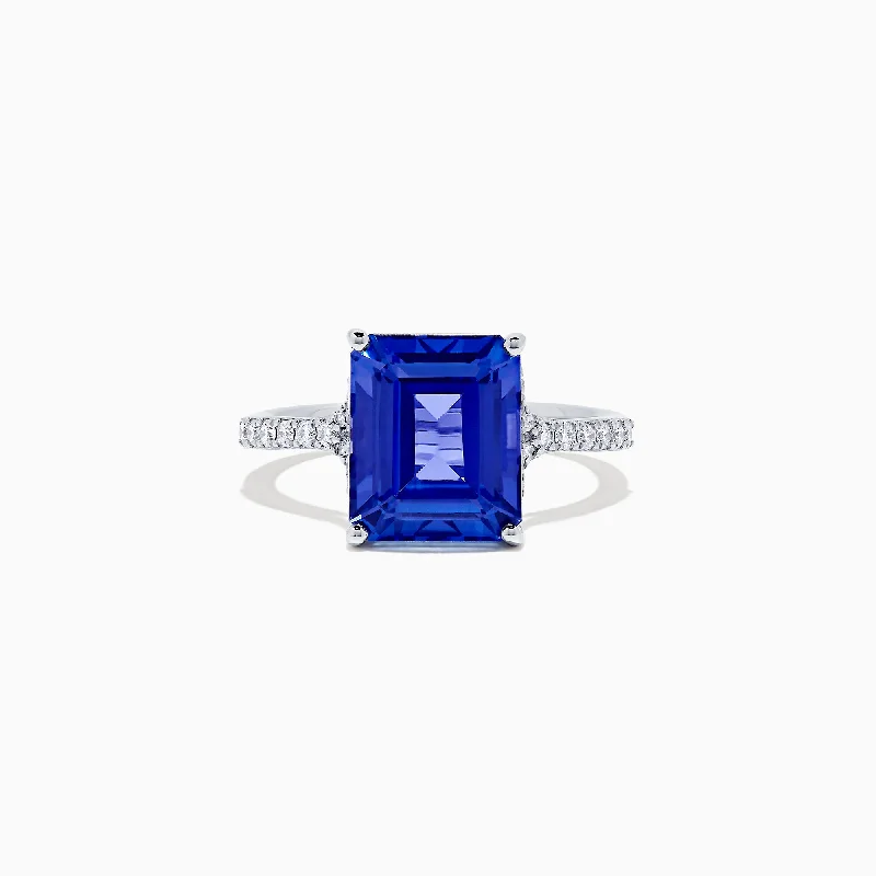 Ladies rings edge glow ring -Nahla Siri 14K White Gold Tanzanite and Diamond Ring, 4.97 TCW