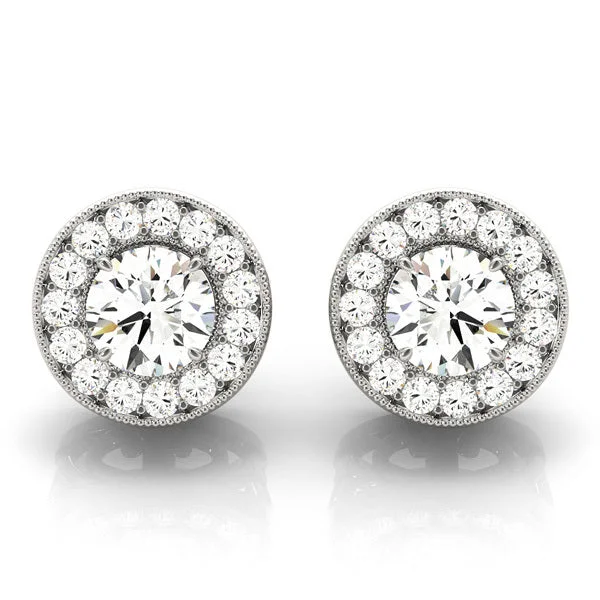 Ladies earrings near glow -Halo Diamond Earring