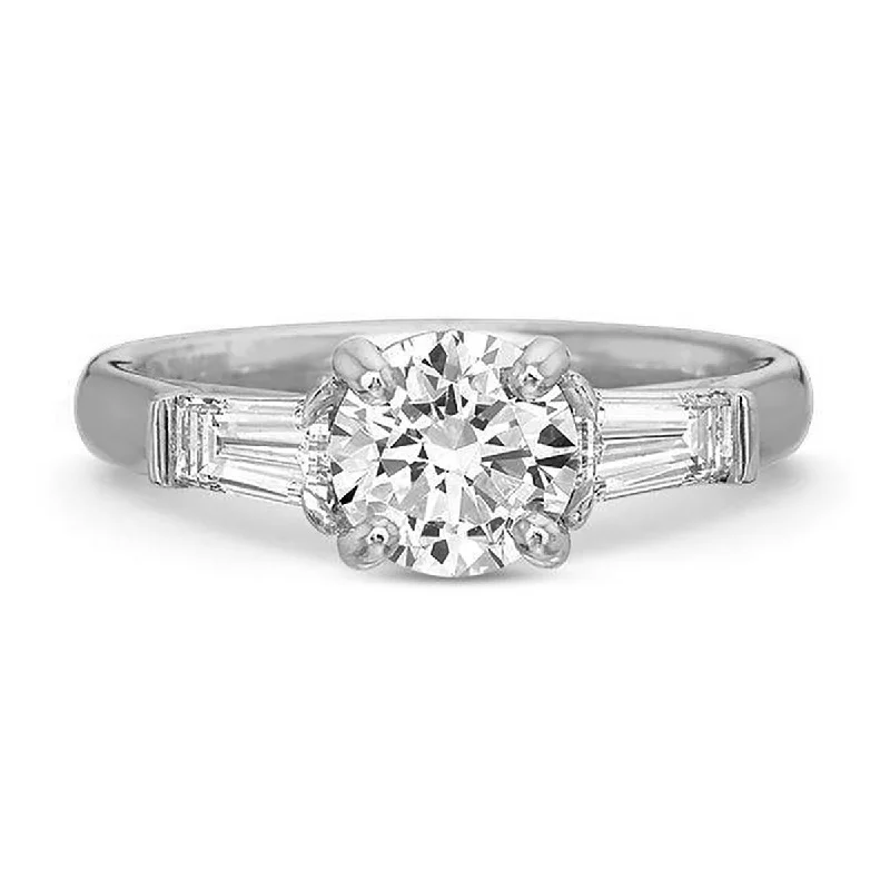 Ladies engagement rings queen shine -3 Stone Diamond Engagement Ring Setting with Baguettes