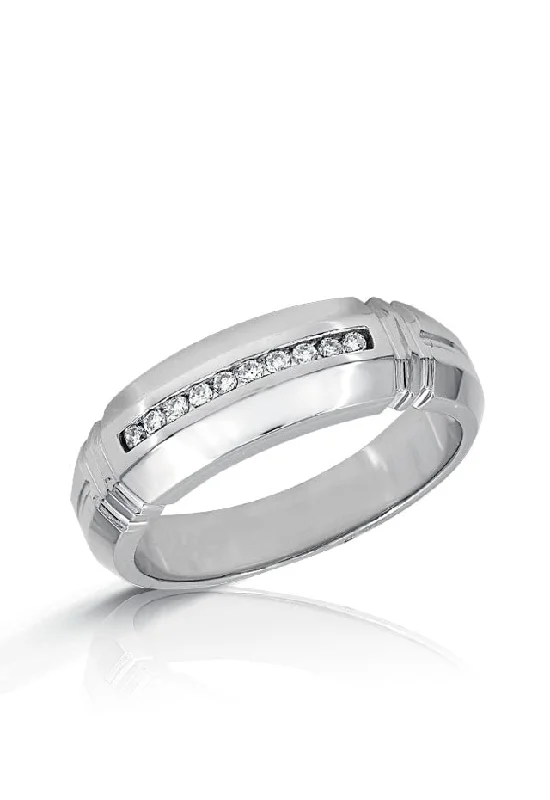 Ladies rings wallet friendly -Mens 14K White Gold Diamond Ring, .14 TCW