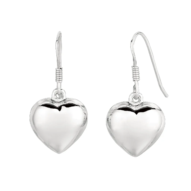 Ladies earrings odd gem radiance -Silver Puff Heart Earring