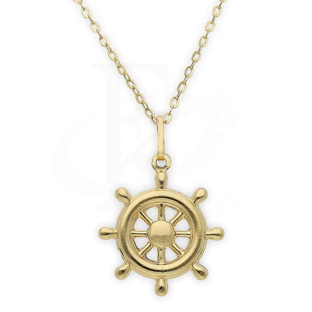 ladies necklaces sleek-Gold Necklace (Chain with Wheel Pendant) 18KT - FKJNKL18K2411