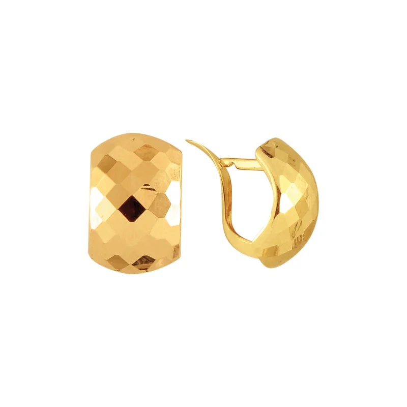 Ladies earrings earth glow pair -14K Gold Faceted Huggie Earring