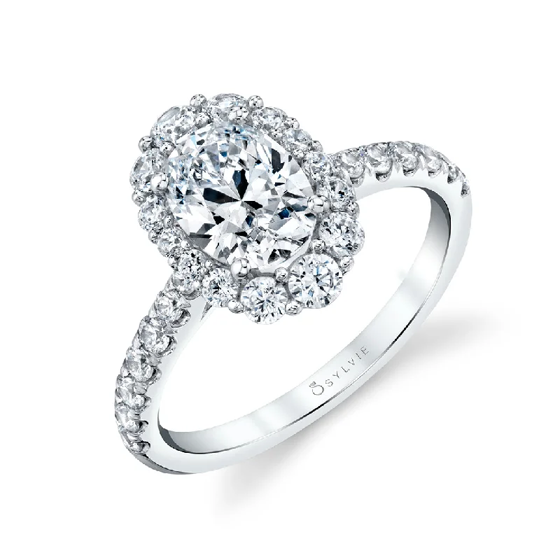 Ladies engagement rings wow charm -Sylvie Oval Engagement Ring S1848 - OV