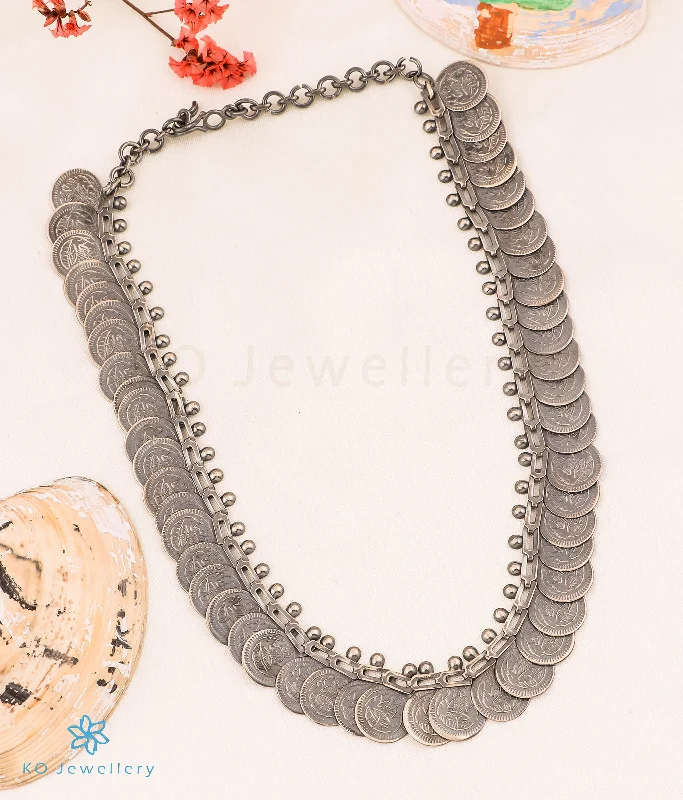 ladies necklaces recycled-The Bhagya Silver Lakshmi Kasumala Coin Necklace (Medium)