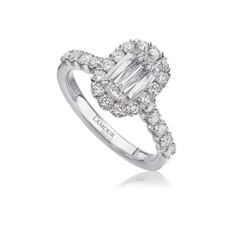 Ladies engagement rings petal glow -L'Amour Crisscut Diamond Halo Engagement Ring