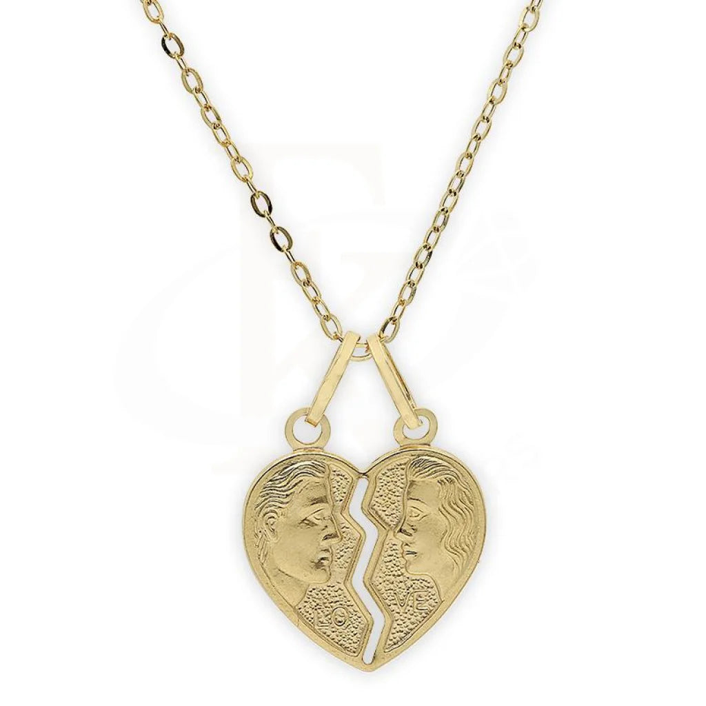 ladies necklaces metallic-Gold Necklace (Chain with Heart Pendant) 18KT - FKJNKL18K2412