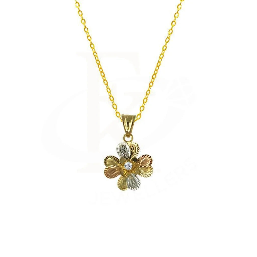 ladies necklaces modern-Gold Necklace (Chain with Flower Pendant) 18KT - FKJNKL1651