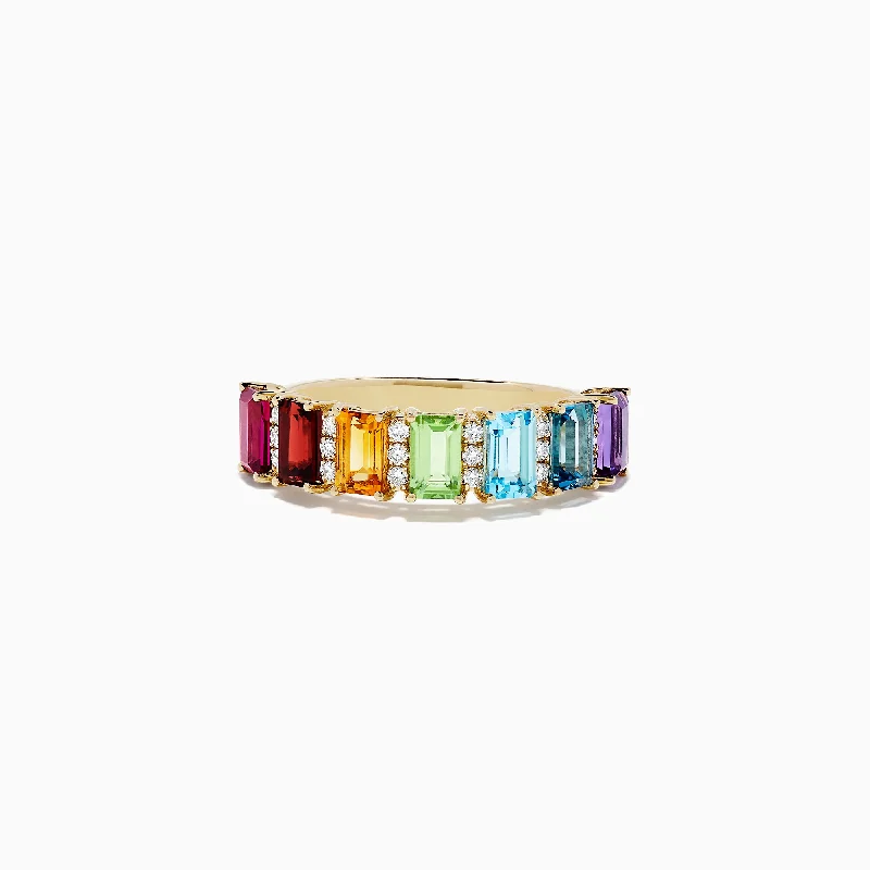 Ladies rings topaz shine gleam -Mosaic 14K Yellow Gold Multi Gemstone and Diamond Ring, 2.83 TCW