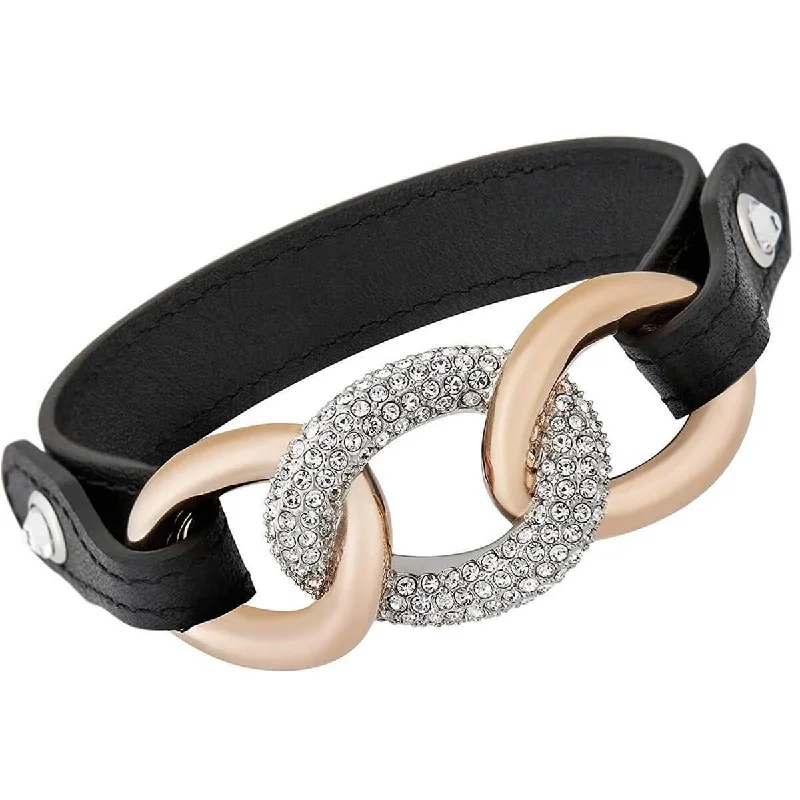 ladies bracelets sizes-Swarovski Women's Bracelet - Bound Leather Strap & Sparkling Crystal Pave | 5080041