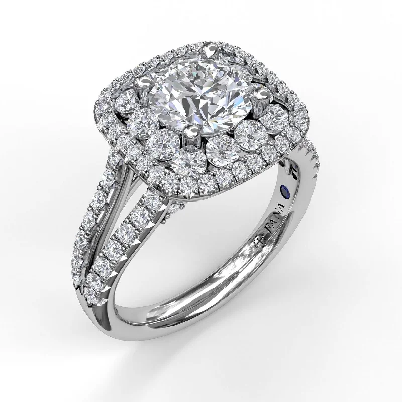 Ladies engagement rings beat shine -Fana Exquisite Unique Double Halo Engagement Ring 3507