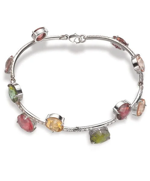 ladies bracelets blue nile-Multi-Color Tourmaline and Diamond Bracelet 20-JSA