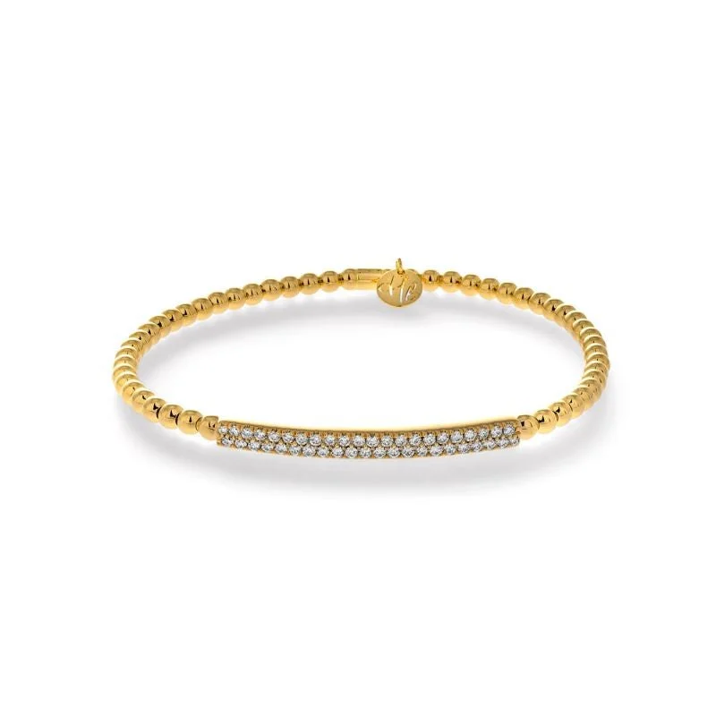 ladies bracelets colorful stones-Hulchi Belluni 18K Yellow Gold 0.41ctw Diamond Pave Bar Stretch Bracelet- 21348-YW