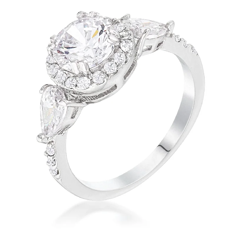 Ladies engagement rings spark shine -Elli 3-Stone 1.4ct Round Halo Engagement Ring | 3ct