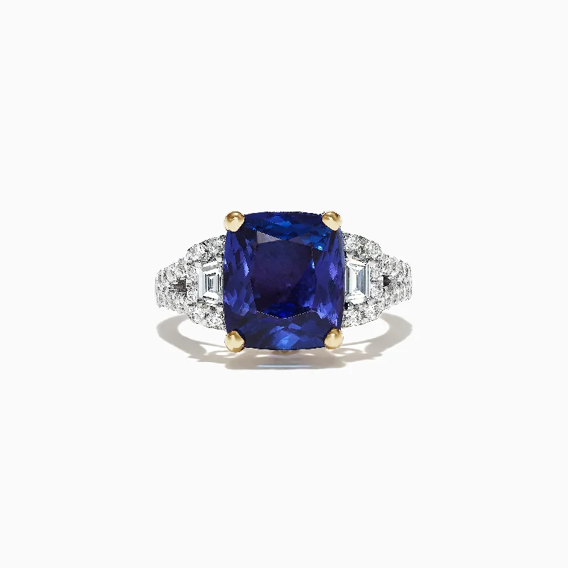 Ladies rings beat shine -Limited Edition 18K Two Tone Gold Tanzanite and Diamond Ring, 4.52 TCW