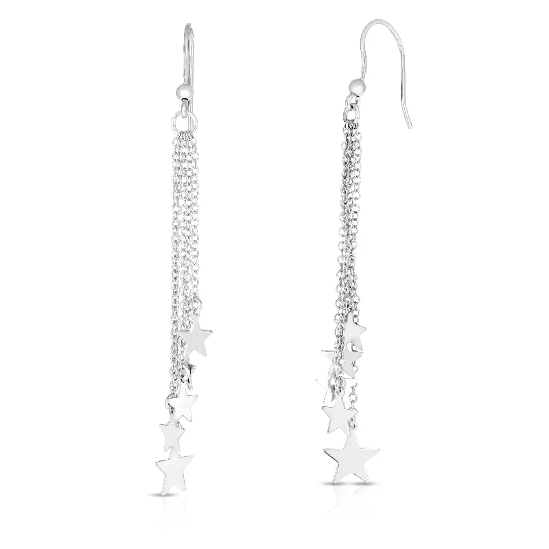 Ladies earrings citrine radiance -Silver Star Fringe Earring