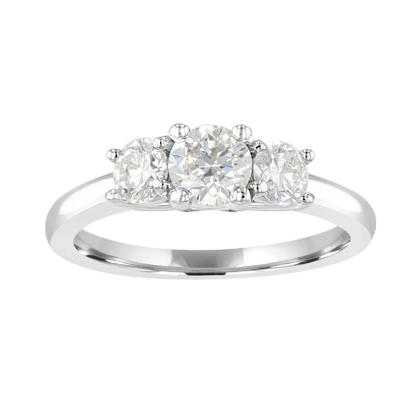 Ladies rings life charm -14KT WHITE 1 CARAT DIAMOND 3 STONE RING