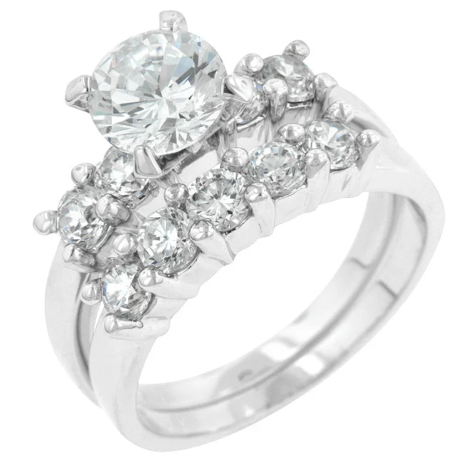 Ladies engagement rings ornate shine -Alexis 1.8ct Round Engagement Wedding Ring Set | 3.7ct