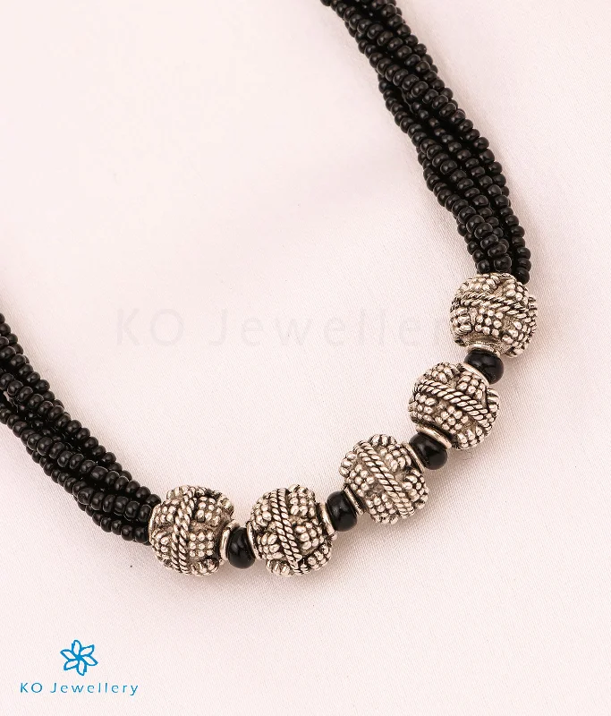 ladies necklaces charm-The Neeraja Silver Beads Necklace