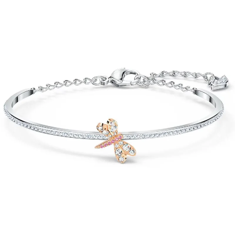 ladies bracelets nickel free-Swarovski Women's Bracelet - Eternal Flower Rose Gold Plated Dragonfly | 5518138