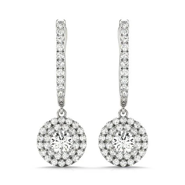 Ladies earrings grit shine -Halo Diamond Earring