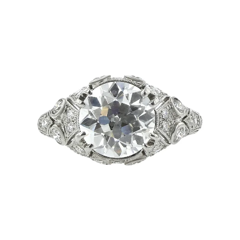 Ladies engagement rings grand charm -Art Deco 3.03-Carat Diamond Engagement Ring