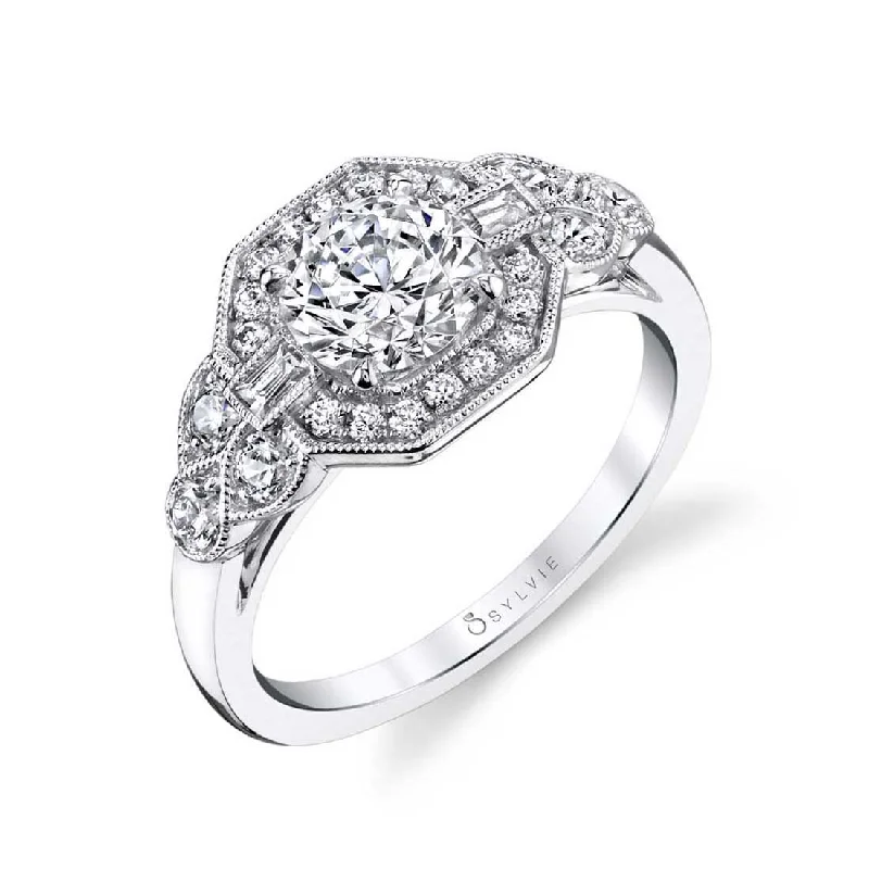 Ladies engagement rings petal glow -Sylvie Vintage Engagement Ring S1359