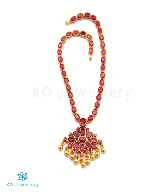 ladies necklaces pearl-The Rohita Silver Kempu Necklace