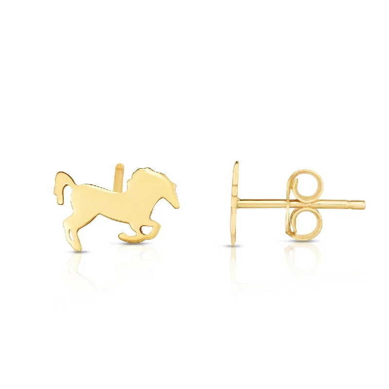 Ladies earrings grip radiance -14K Gold Horse Stud Earrings