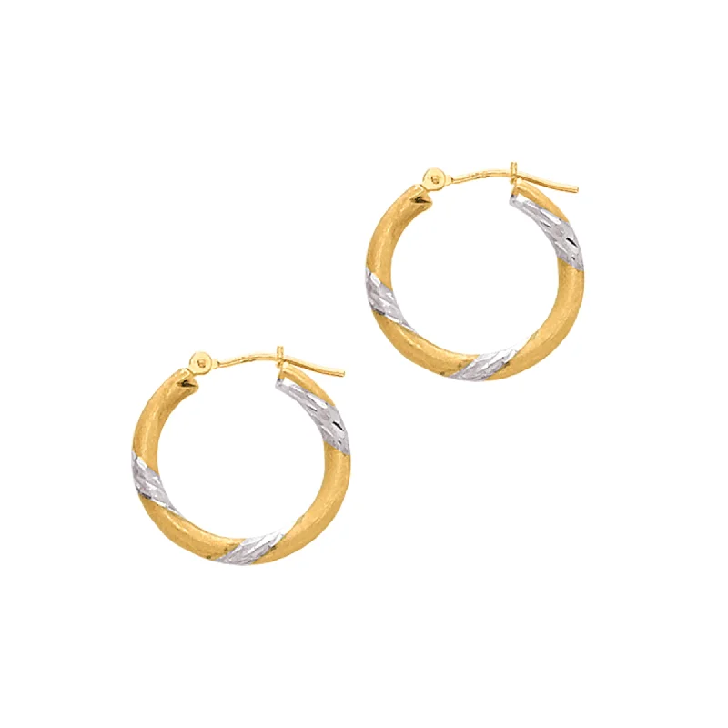 Ladies earrings myth shine -14K Gold 3x20mm Hoop Earring