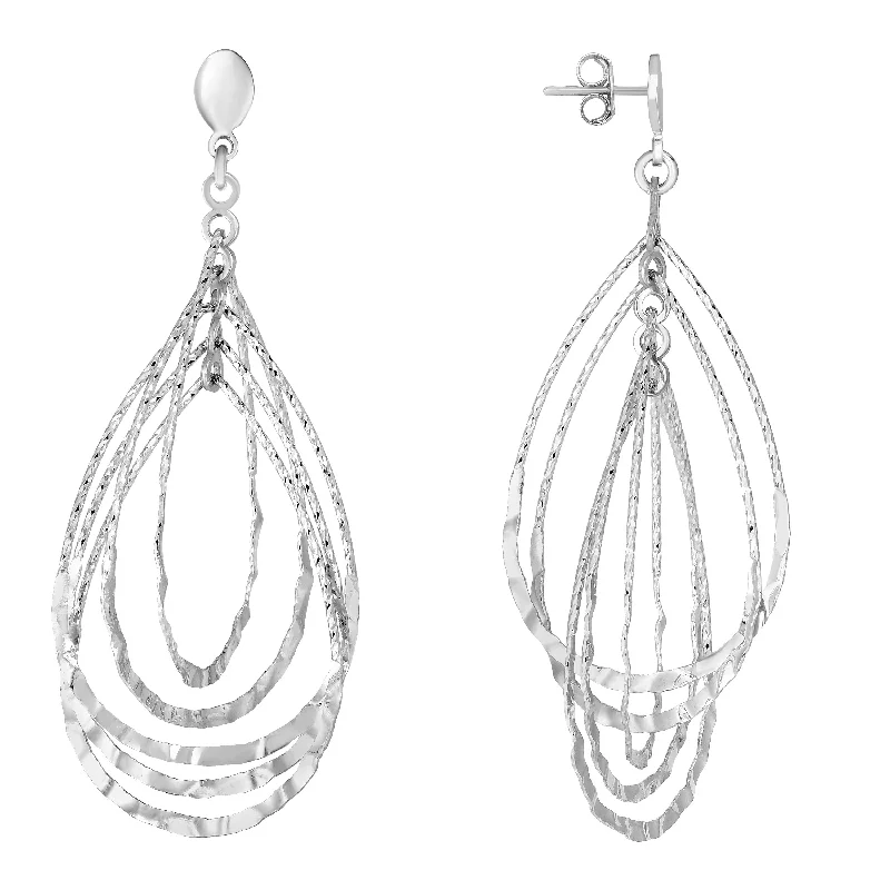 Ladies earrings relic radiance -Silver Tear Drop Hammered Earring