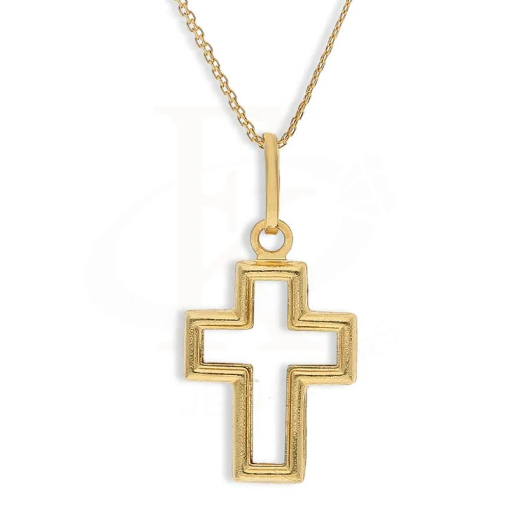 ladies necklaces patterned-Gold Necklace (Chain with Cross Pendant) 18KT - FKJNKL18K2349