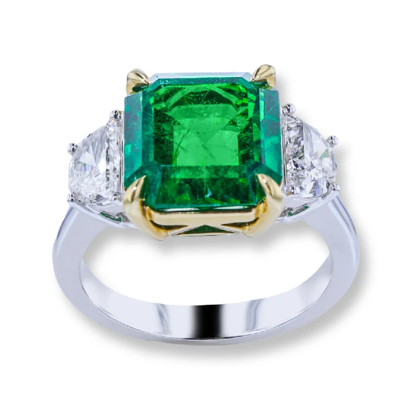 Ladies rings pure gem shine -JULEVE 18KT GOLD 5.19CT EMERALD & 0.95CTW DIAMOND RING