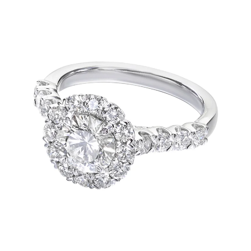 Ladies engagement rings noble radiance -Classic Round Diamond Halo Engagement Ring